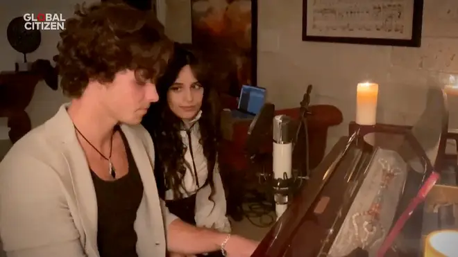 Shawn Mendes and Camila Cabello performing together during lockdown