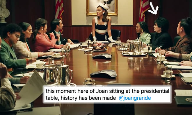 Ariana Grande fills presidential table with loved ones in 'Positions' music video