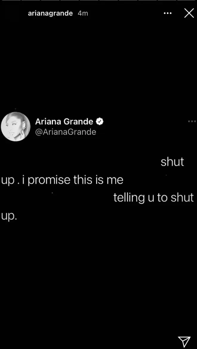 Ariana Grande had fans guessing after blocking out some of the words in her tweet