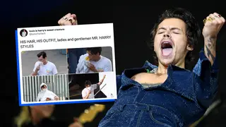 Harry Styles' fans got excited over his hair on the set of Don't Worry Darling