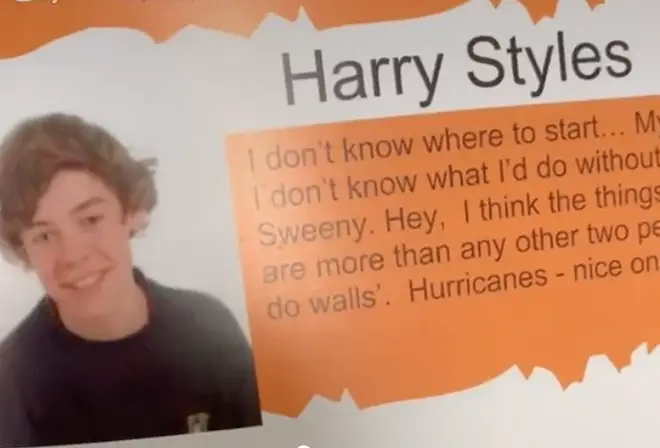 Harry Styles writes his leaving message in yearbook