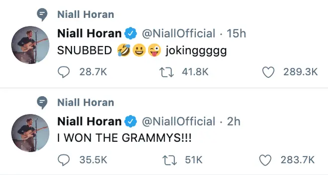 Niall Horan saw the funny side of GRAMMY snubs