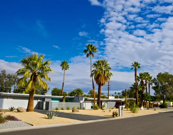 The homes in Palm Springs, California still have their retro theme