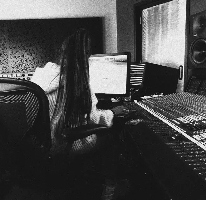 Ariana Grande in the studio