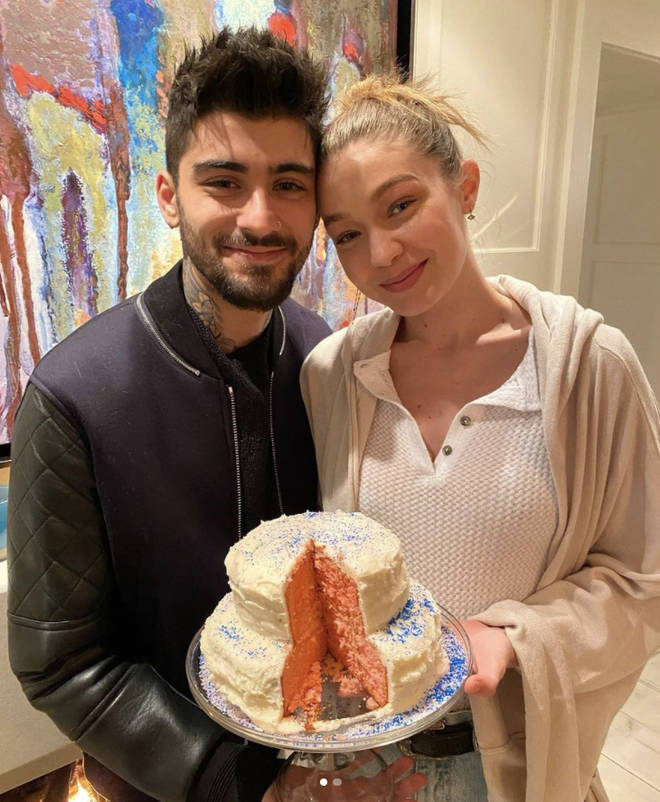 Zayn and Gigi cut a cake to discover their baby's gender