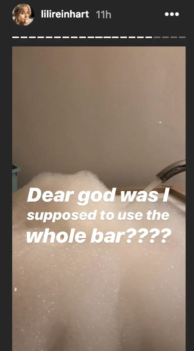 Lili Reinhart gets in to bubble trouble in the tub