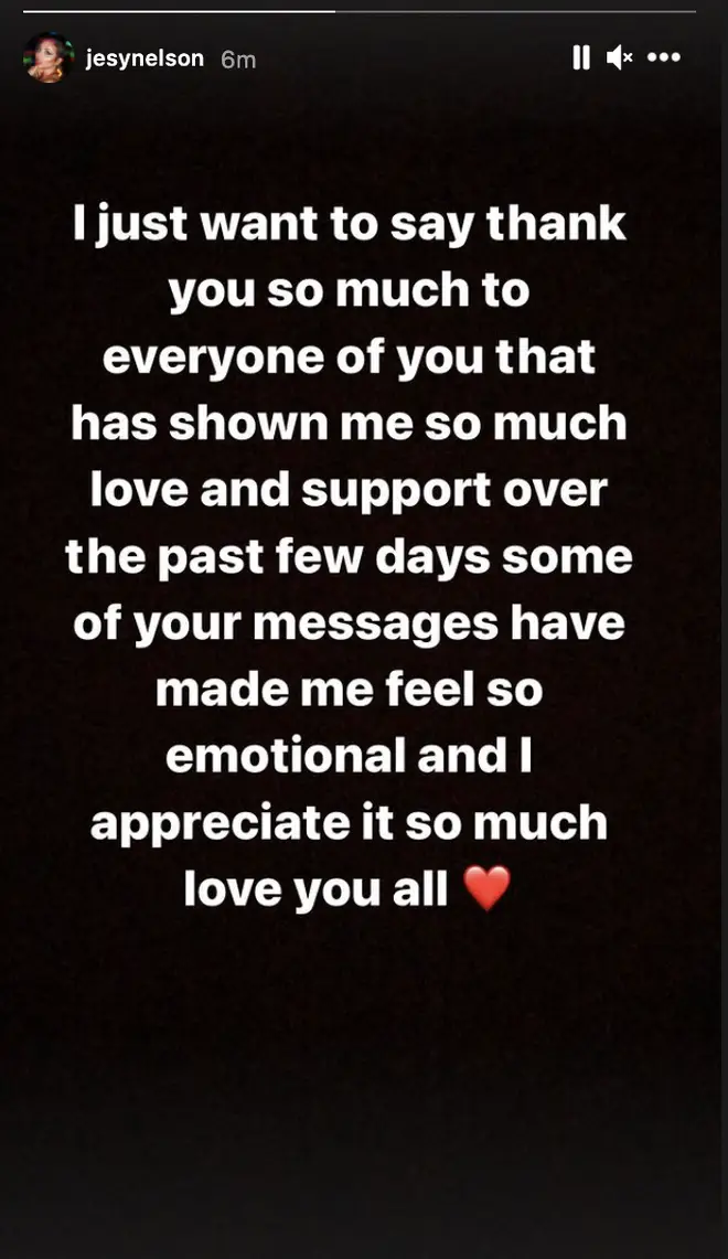Jesy Nelson thanks fans for support on Instagram