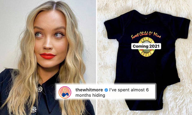 Laura Whitmore reveals glowing baby bump after 'hiding'