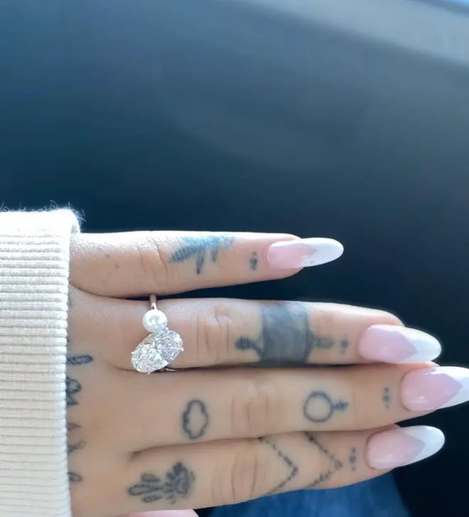 Ariana Grande showed off her engagement ring on Instagram
