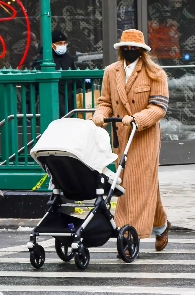 Gigi Hadid took her baby girl out for a walk in the snow