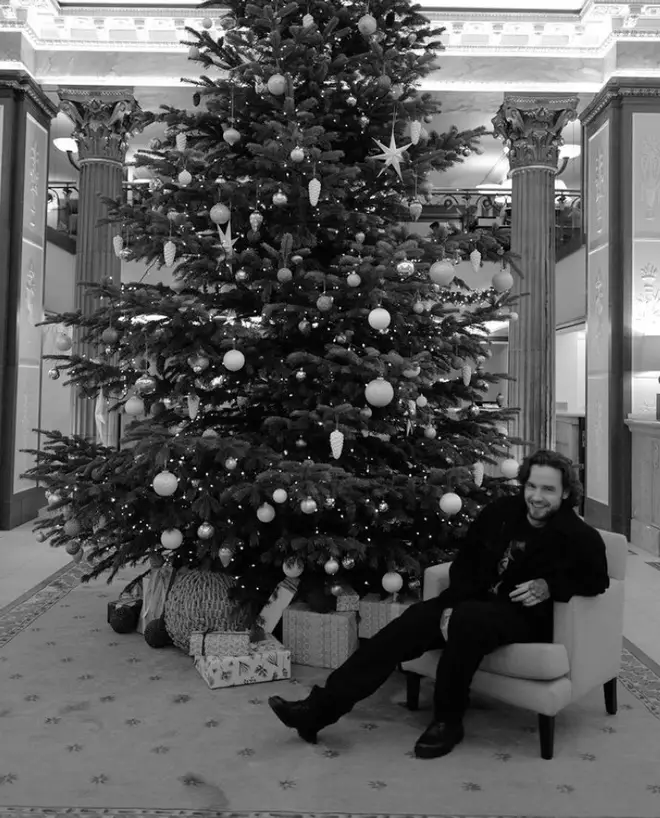 Liam Payne wished fans a Happy Christmas from beside a massive tree