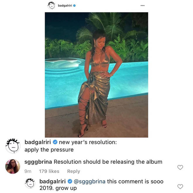 Rihanna clapped back at a fan who commented on her Instagram
