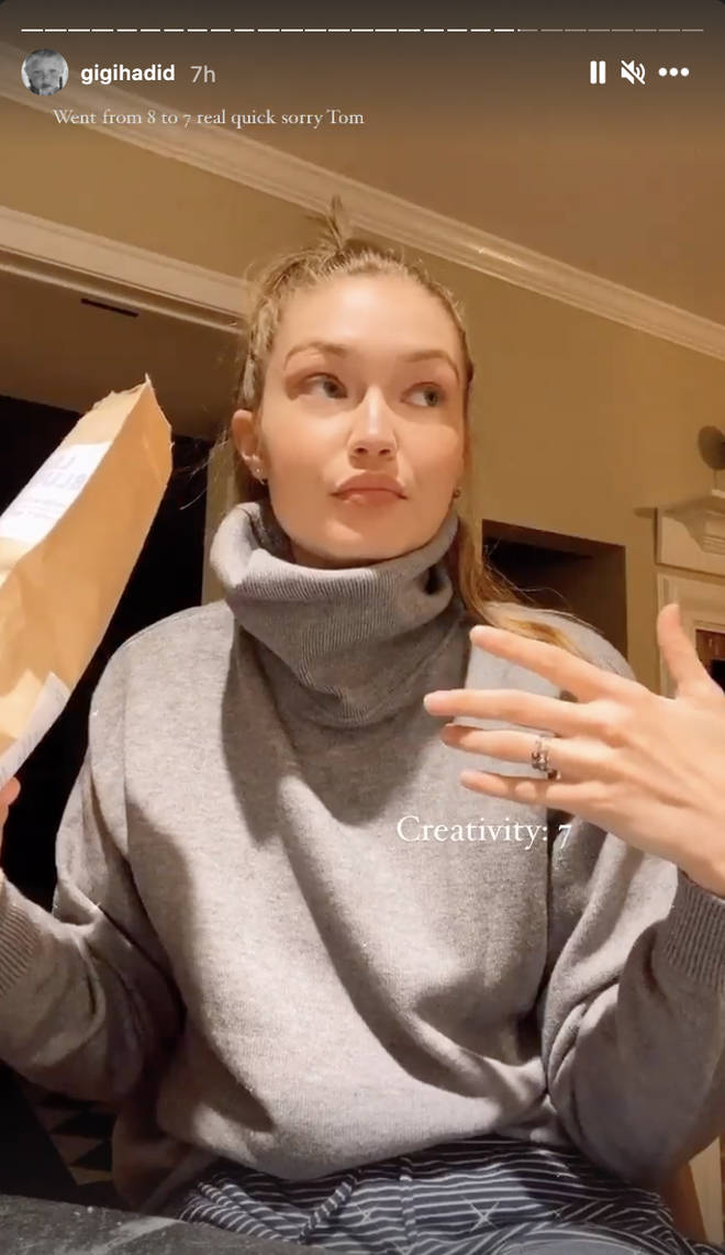Gigi Hadid shows off rings on 'ring' finger