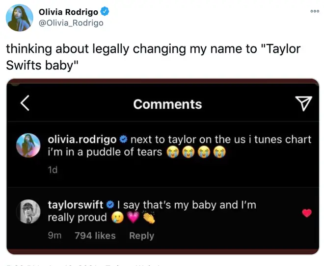Taylor Swift called Olivia Rodrigo her 'baby'