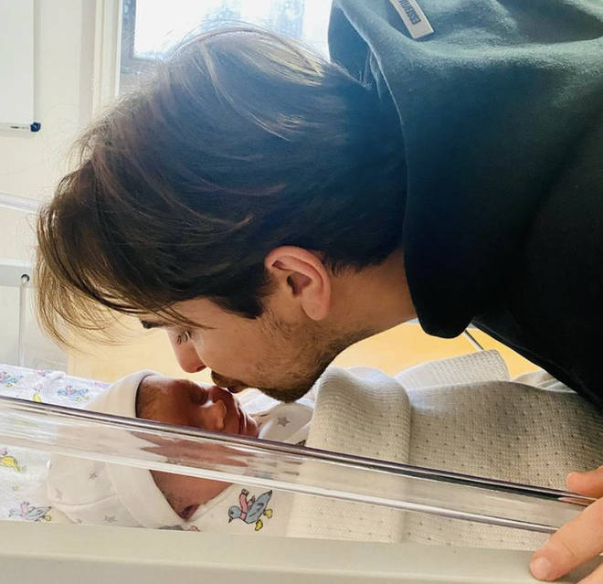 Sammy Kimmence greets his son at hospital in London