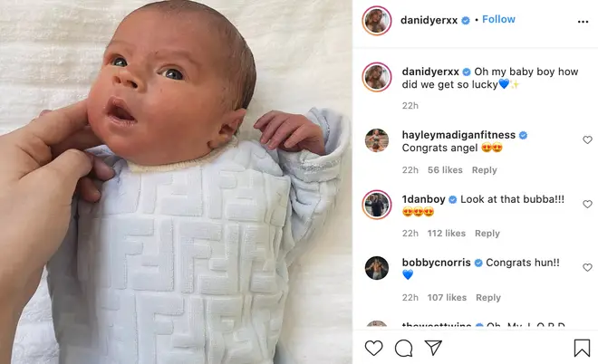 Dani Dyer dresses baby Santiago in £300 Fendi babygrow