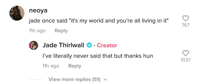 Jade Thirlwall responded to some of her fan's comments.