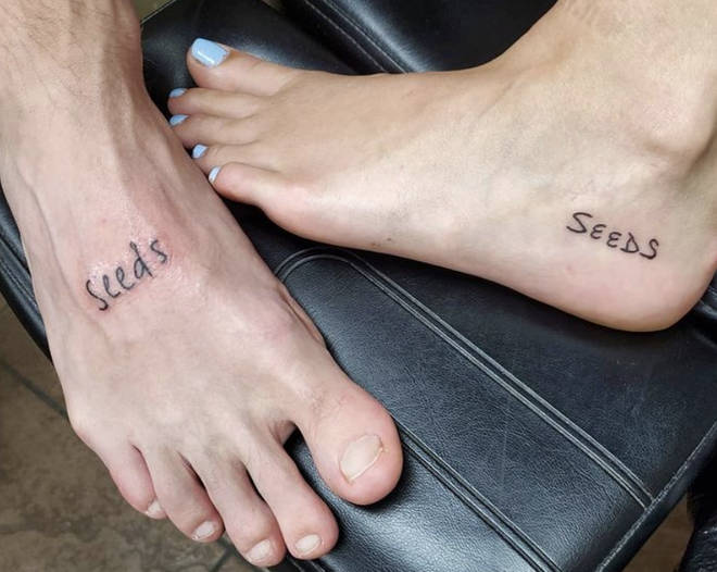 Halsey and Alev Aydin got 'seeds' inked on their feet