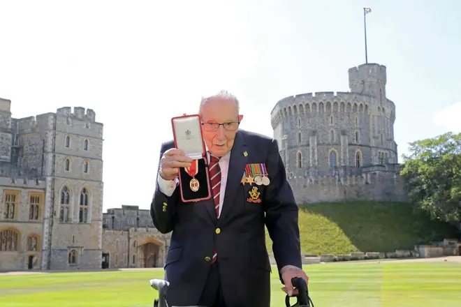 Captain Sir Tom Moore was knighted in 2020 for his fundraising efforts for the NHS