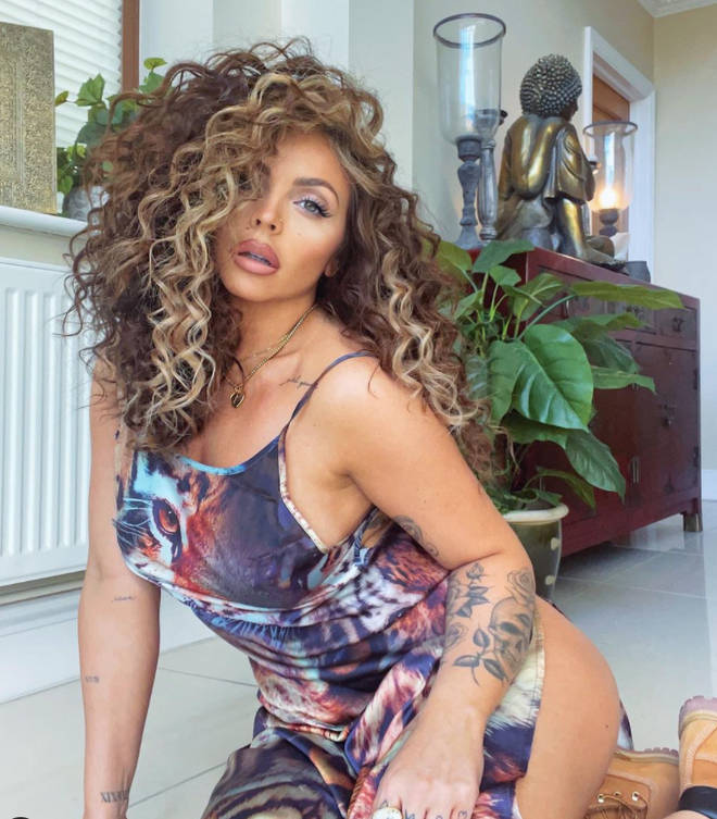 Jesy Nelson posed in a dress and Timberland boots