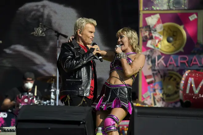 Miley Cyrus was joined by Billy Idol during her TikTok Tailgate gig