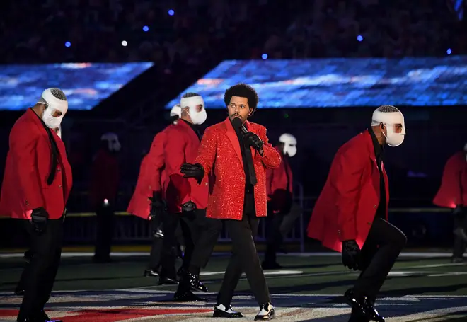 The Weeknd performed at the Super Bowl in Florida.