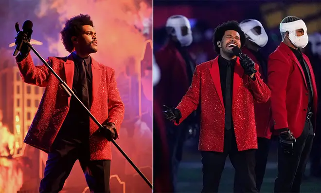 The Weeknd performed a mix of old and new songs at the Super Bowl.