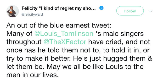 Louis Tomlinson's been praised for his positive attitude to men's mental health on The X Factor