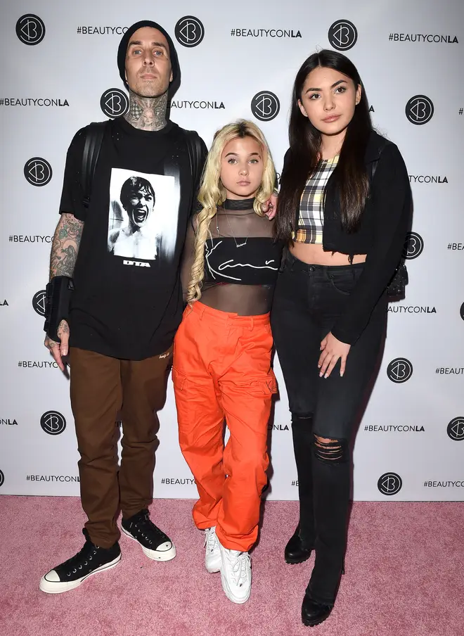 Travis Barker with his daughter Alabama and step daughter Atiana
