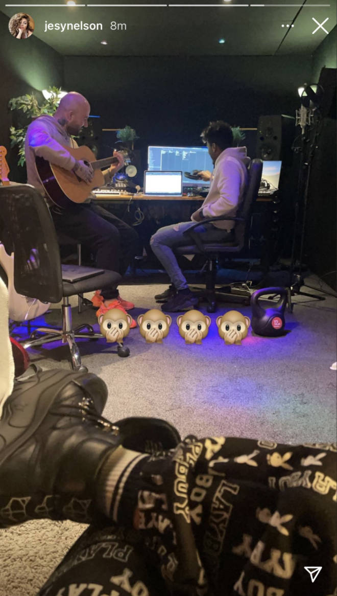 Jesy Nelson teases a snap from the recording studio