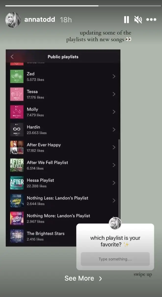Anna Todd shared her 'After' playlists.