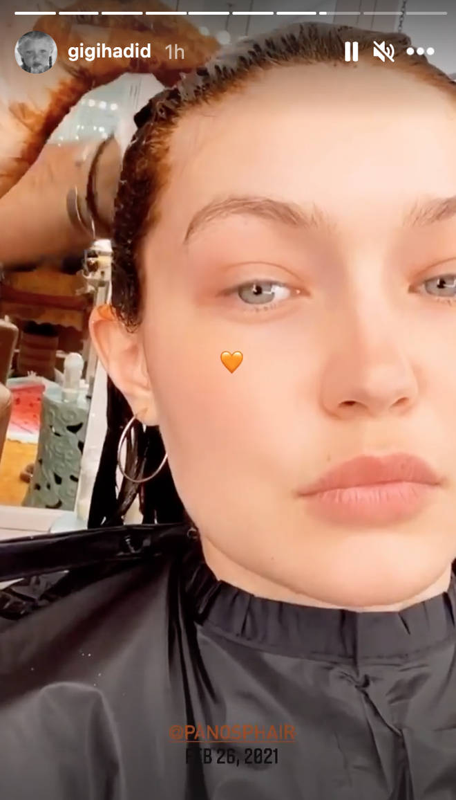 Gigi Hadid showed fans her hair-dying process.