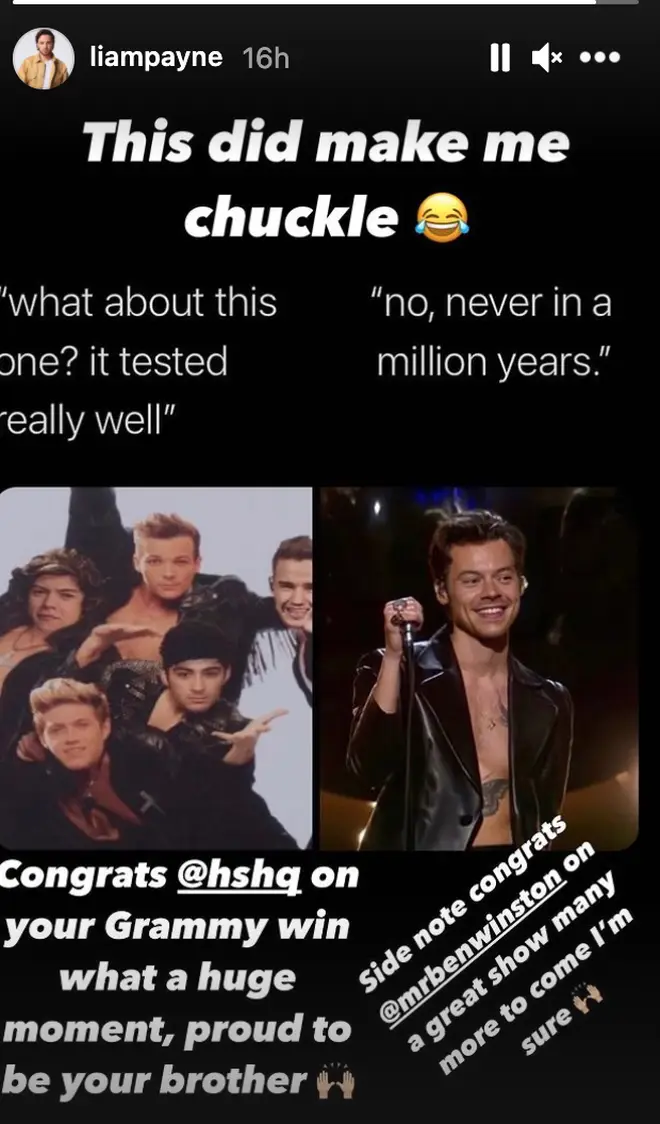 Liam Payne congratulated Harry Styles for winning his first Grammy.