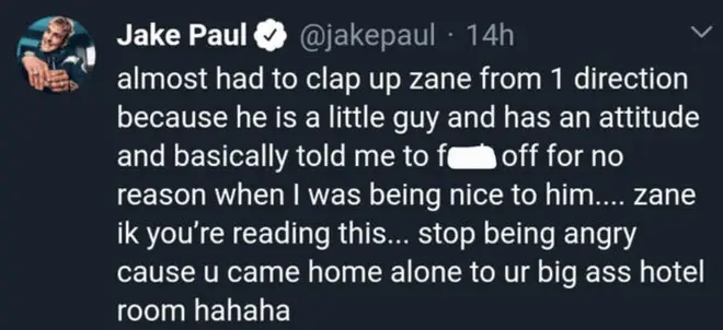 Jake Paul calls out Zayn on Twitter following feud