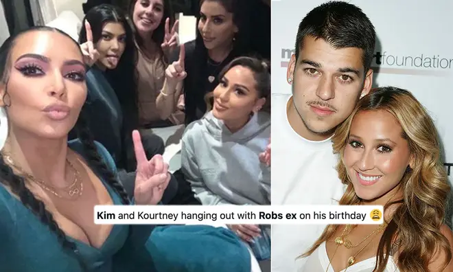 Fans were left questioning why Kim & Kourtney spent Rob Kardashian's birthday with his ex Adrienne Bailon.