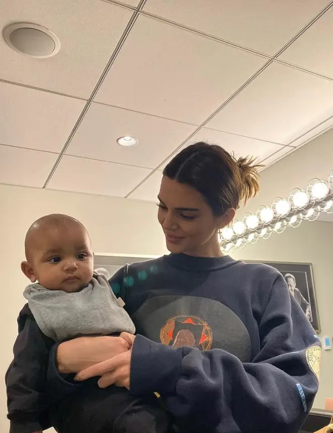 Kendall Jenner with her nephew and Kim Kardashian's son, Psalm.