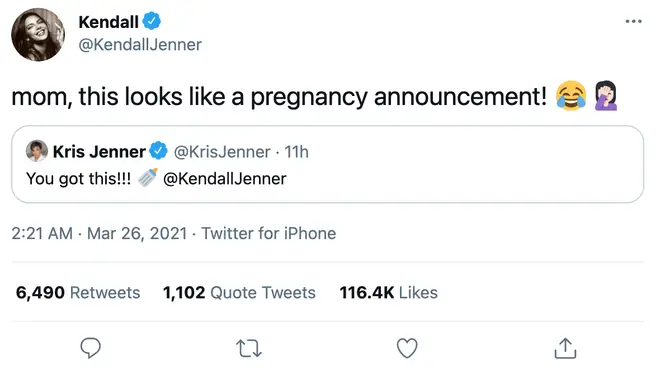 Kris Jenner's cryptic tweet led to fans thinking Kendall Jenner was pregnant.