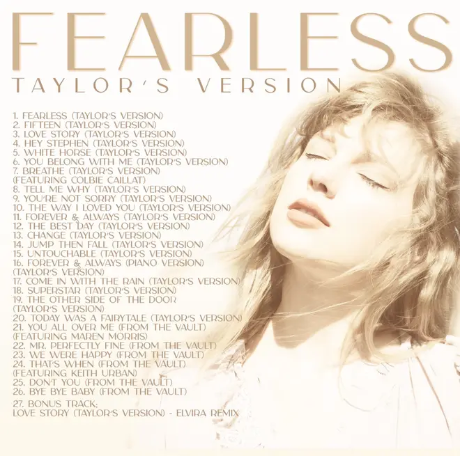 The track list for 'Fearless – Taylor's version'