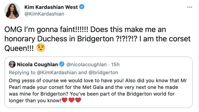 Kim Kardashian freaks out talking to Bridgerton star Nicola Coughlan