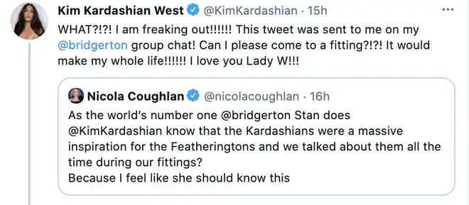 Kim Kardashian has a major Bridgerton freakout