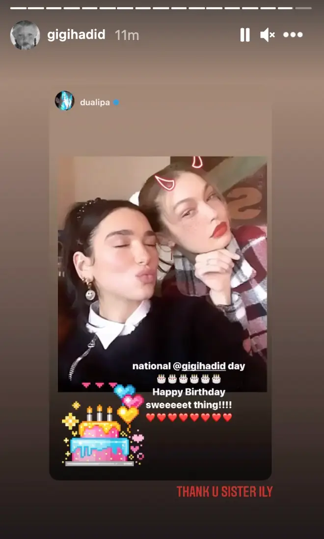 Dua Lipa shared a cute snap for Gigi Hadid's birthday.