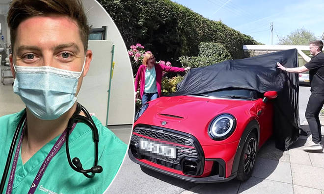 Dr Alex George treated his mum to the car of her dreams - a red Mini Cooper convertible.