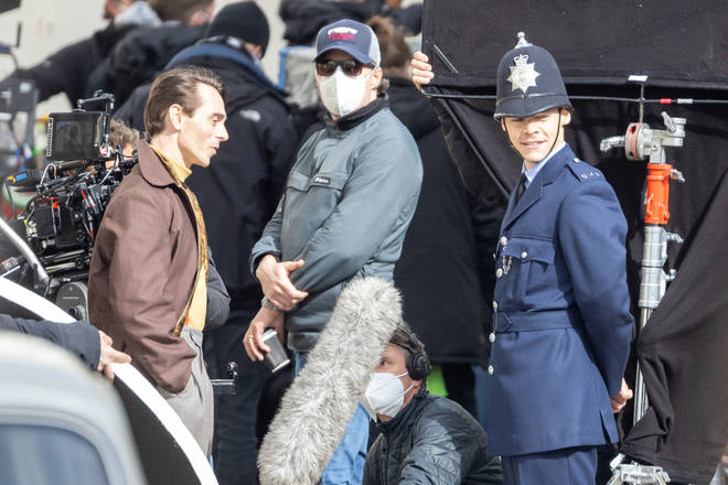 Harry Styles and David Dawson on set of My Policeman
