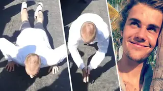 Justin Bieber did push ups for fans after his car broke down