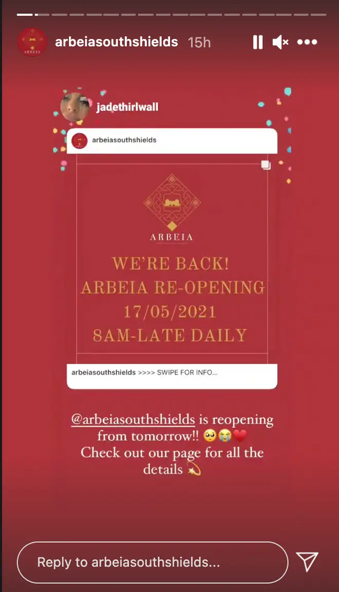 Jade Thirlwall has celebrated the re-opening of Arbeia bar.