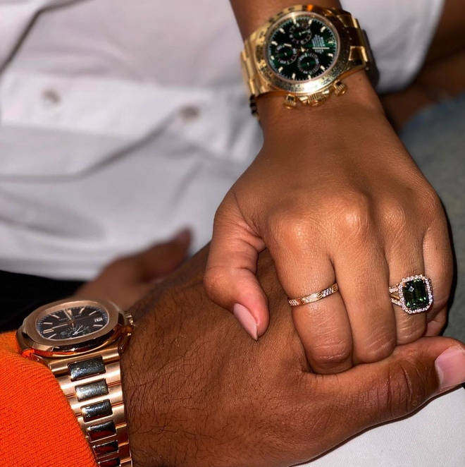 Andre Gray proposed to Leigh-Anne Pinnock with the diamond encrusted emerald ring