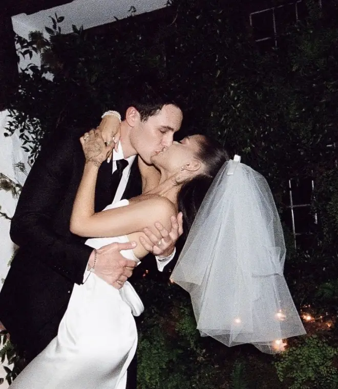 Ariana Grande and Dalton Gomez on her wedding day