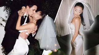 Ariana Grande posted photos of her bridal look from wedding to Dalton Gomez