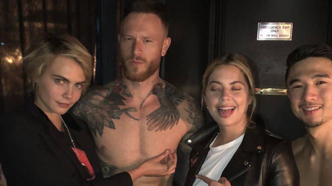 Cara Delevingne and Ashley Benson meet the cast of Magic Mike Live