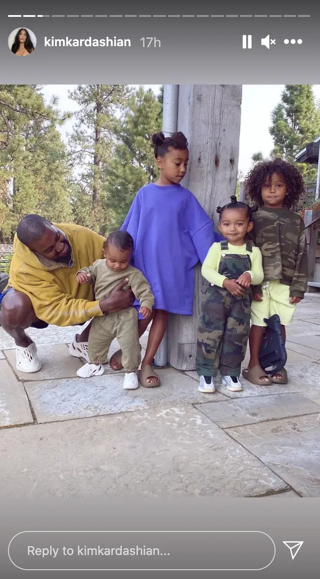 Kanye West with his four children he shares with Kim Kardashian